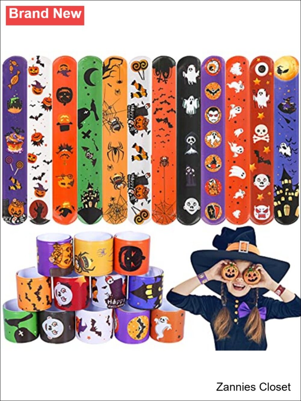 👻 48pc Halloween Slap Bracelets Party Favors Toys for Kids Treat Bags Gifts